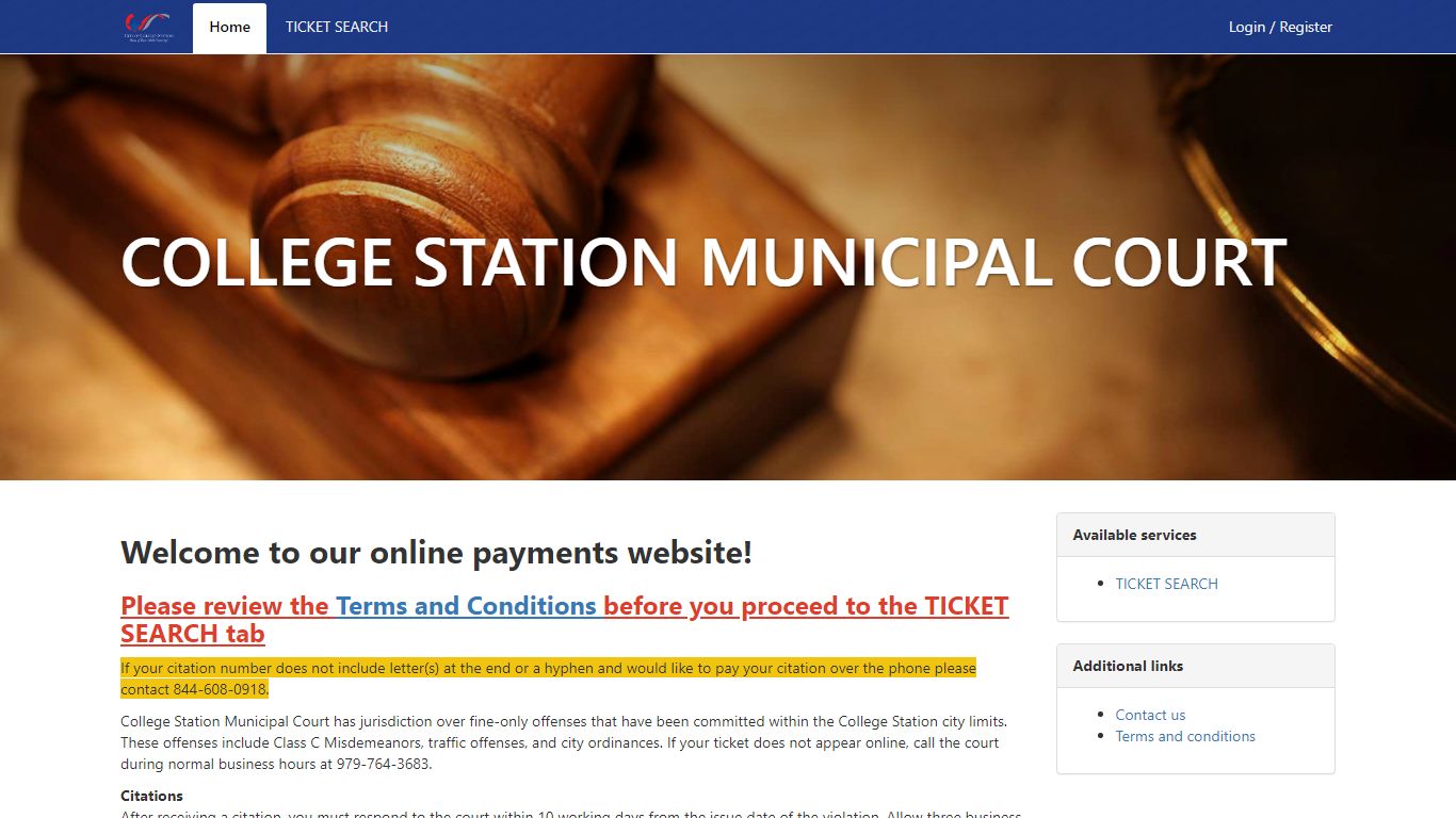 COLLEGE STATION MUNICIPAL COURT - Municipal Online Services